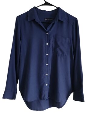 Marks & Spencer Women's Blue Button Down Shirt-Size 6